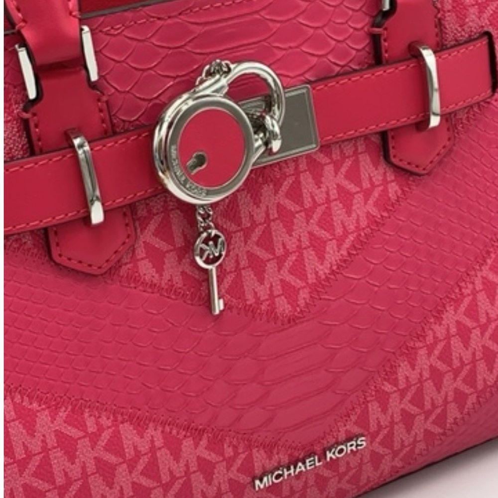 Michael Kors Hamilton Small Satchel Shoulder Crossbody Bag 
Electric Pink Multi - Picture 11 of 14